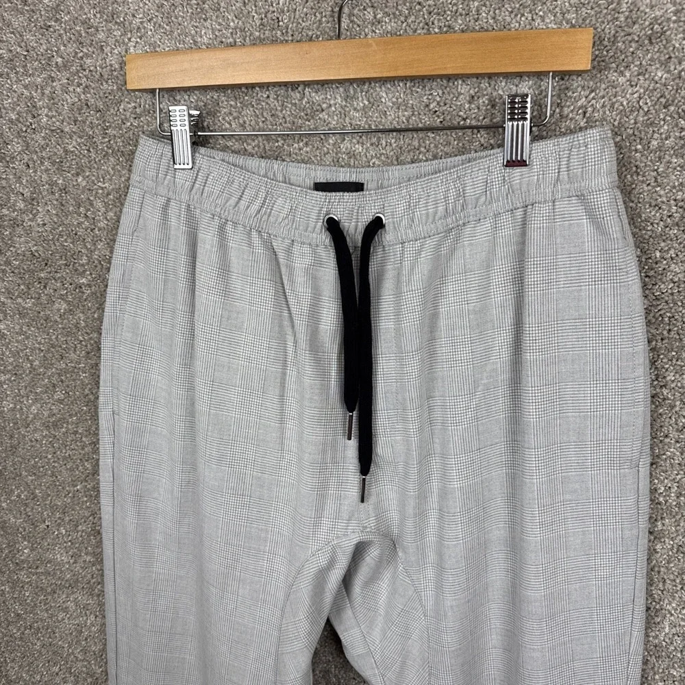 Zanerobe Mens Size 34 Gray Glen‎ Plaid Jogger Pants Elastic Waist Drawstring